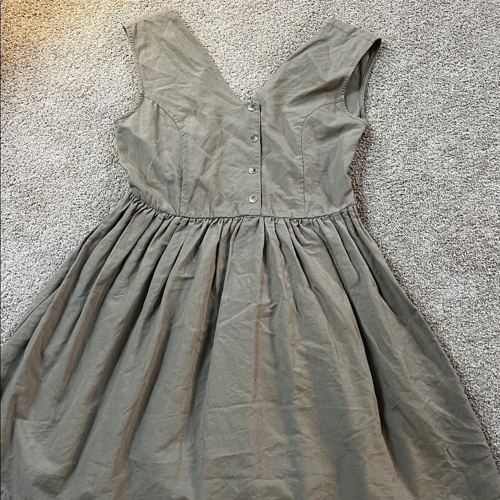 TOPSHOP Boutique Cotton Linen army green true jumper for layering FLOUNCE! sz6 - Picture 2 of 9